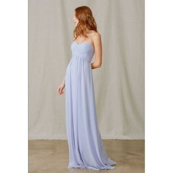 Amsale‎ Lilac Silk Halter Bridesmaid Dress Size 2 Built In Padding - Picture 1 of 12